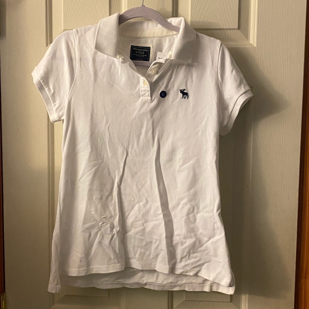 White Abercrombie Polo Size Large